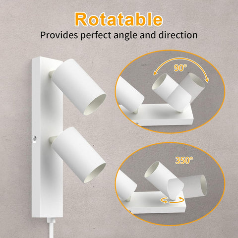 Wall-mounted light fixture with rotatable design on a gray background