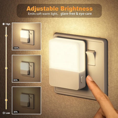 Wall-mounted light switch with adjustable brightness feature on a textured wall background