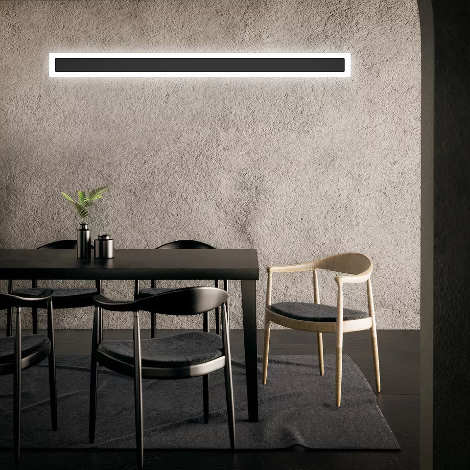 Wall Lights, LED Interior Wall Light Warm White On and Off Wall Light Aluminium Living Room Long Wall Lighting for Living Room Bedroom / Black
