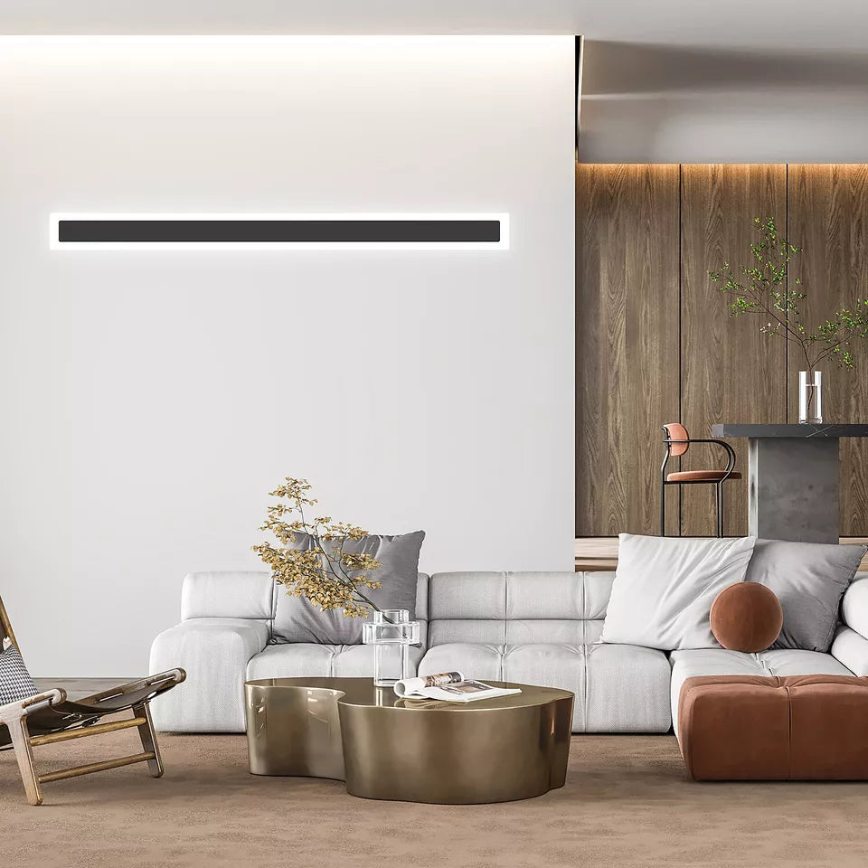 Wall Lights, LED Interior Wall Light Warm White On and Off Wall Light Aluminium Living Room Long Wall Lighting for Living Room Bedroom / Black
