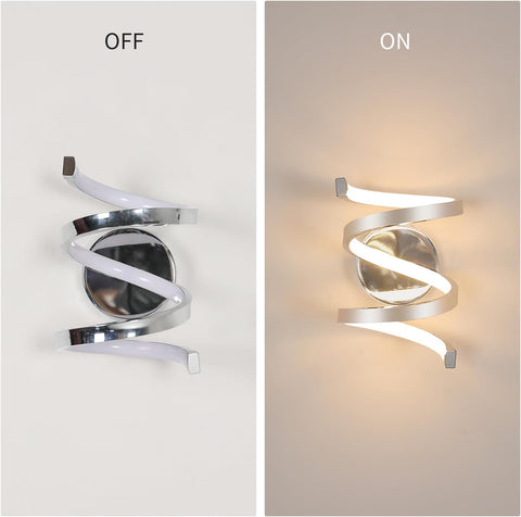 Wall sconce light fixture shown in 'Off' and 'On' states on a plain background.