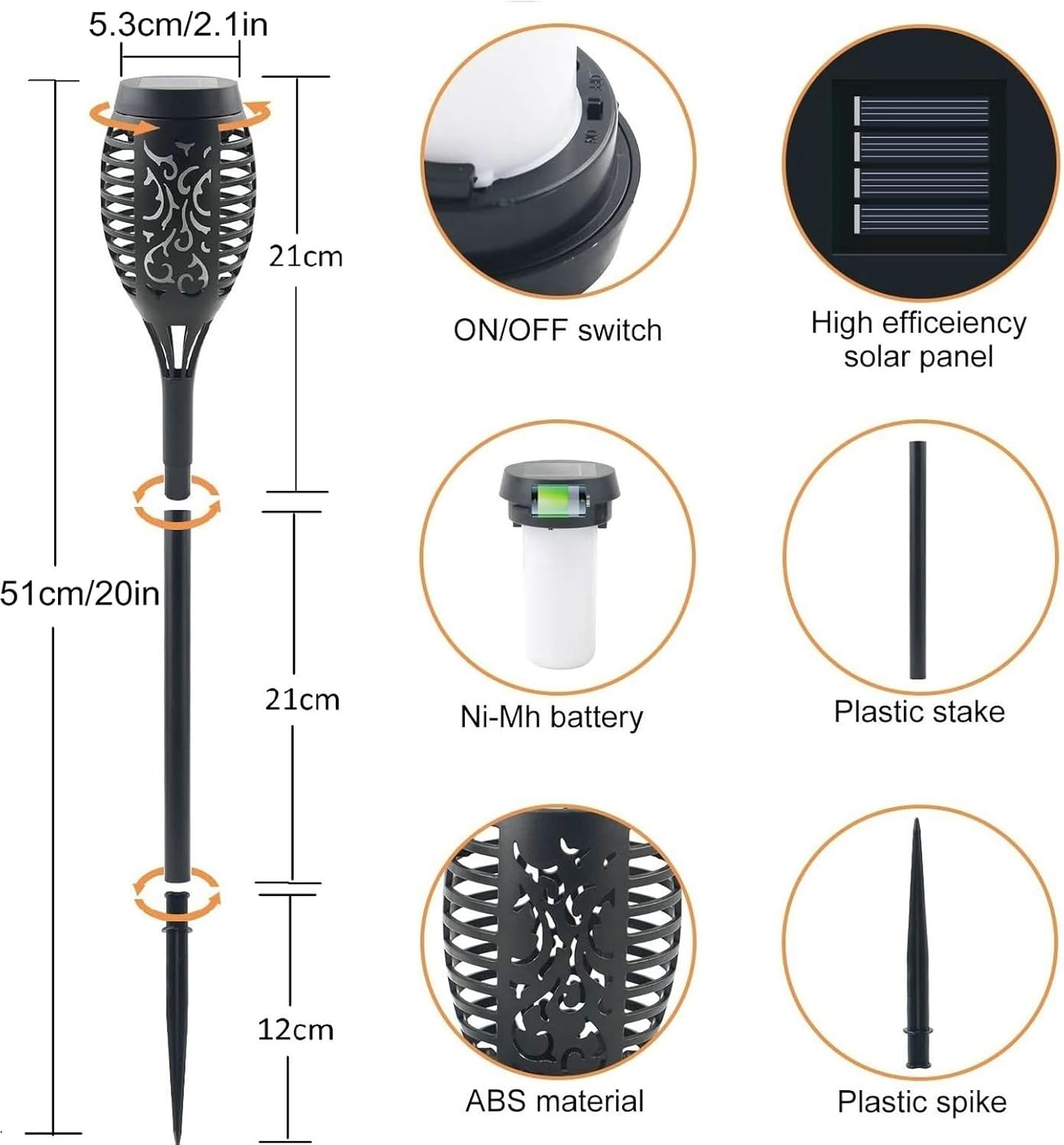 Warm LED Solar Torch Lights

