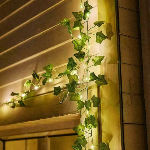 Fake greenery with LED lights for wedding setup

