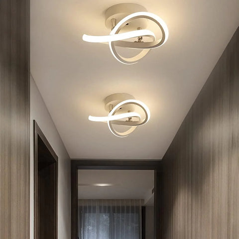 Modern 22W LED Ceiling Light Curved Acrylic Design Lamp – Warm White & 3 Color Changing Modes – Black & White Options for Kitchen, Bedroom, Hallway & Indoor Spaces