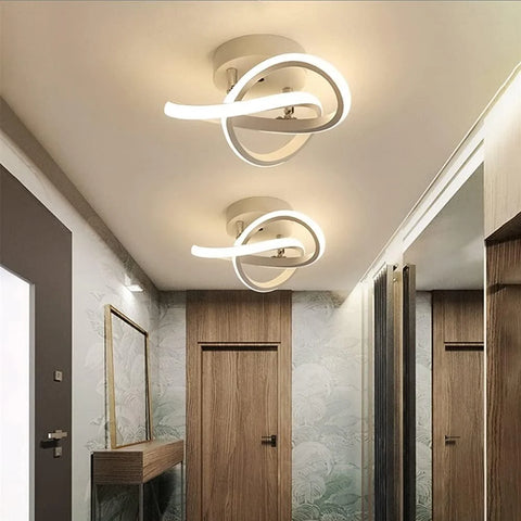 Modern 22W LED Ceiling Light Curved Acrylic Design Lamp – Warm White & 3 Color Changing Modes – Black & White Options for Kitchen, Bedroom, Hallway & Indoor Spaces