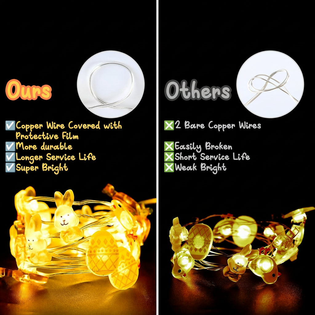 Warm white Easter fairy lights with 20 LEDs and 6 hour timer