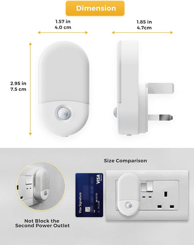 Warm white LED motion night light

