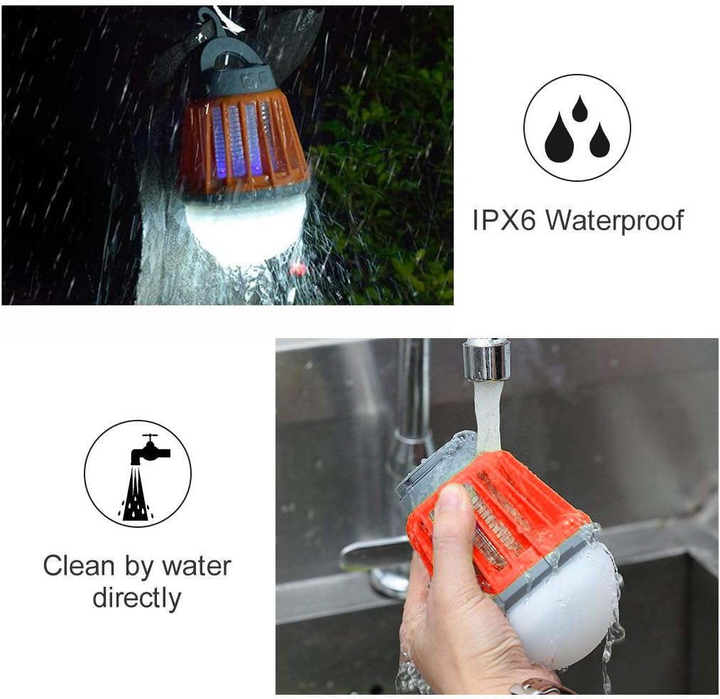 Waterproof mosquito zapper with LED light