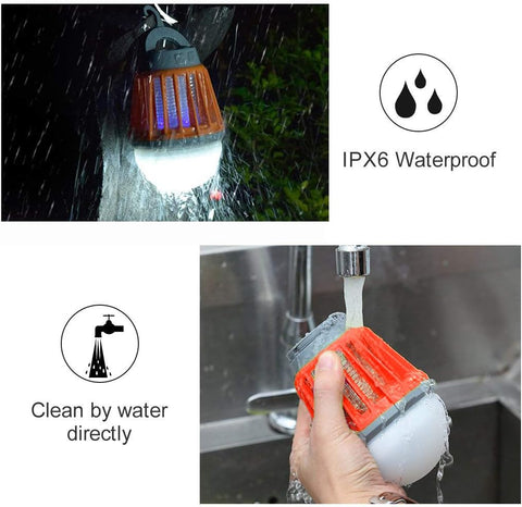 Waterproof mosquito zapper with LED light