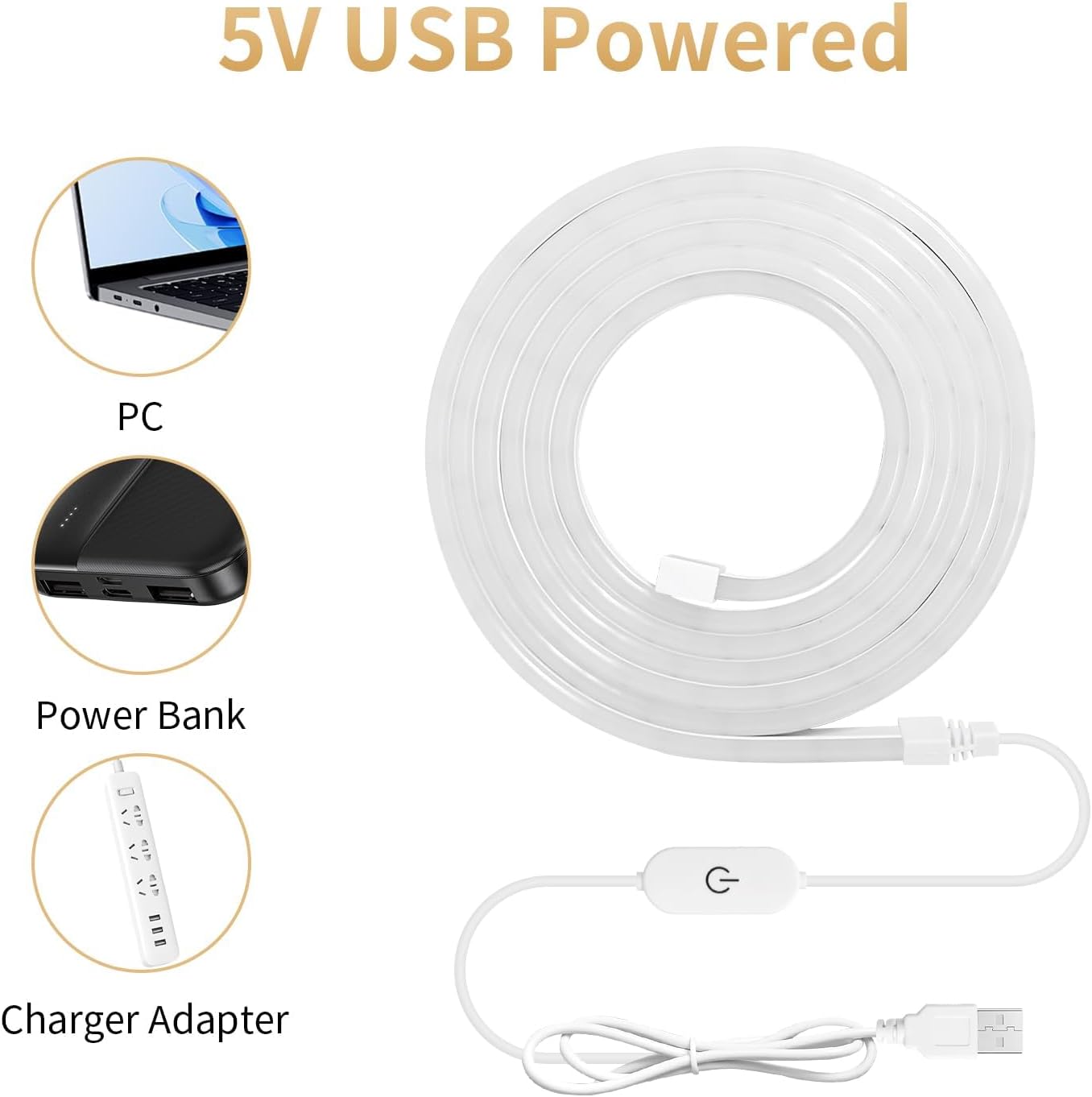 Waterproof warm white LED rope light