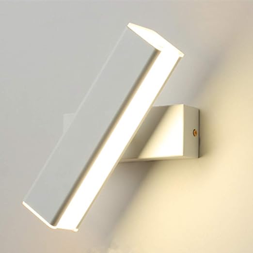  White LED Wall Light Modern Indoor Bright Wall Sconce Lighting Fixture, Rotatable 350° Angle Fit for Hallway Stairs Hotels Bedside Living Room (6W, White Color) 
