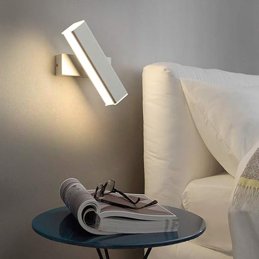  White LED Wall Light Modern Indoor Bright Wall Sconce Lighting Fixture, Rotatable 350° Angle Fit for Hallway Stairs Hotels Bedside Living Room (6W, White Color) 