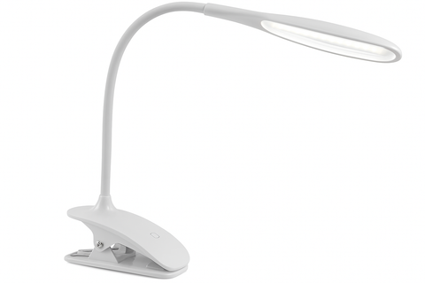 White LED desk lamp with flexible neck on a white background