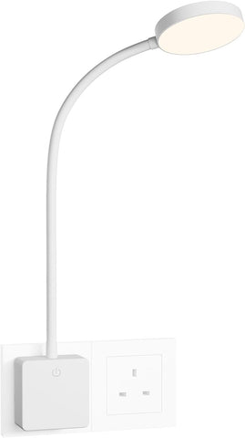 White LED floor lamp with flexible neck on a white background