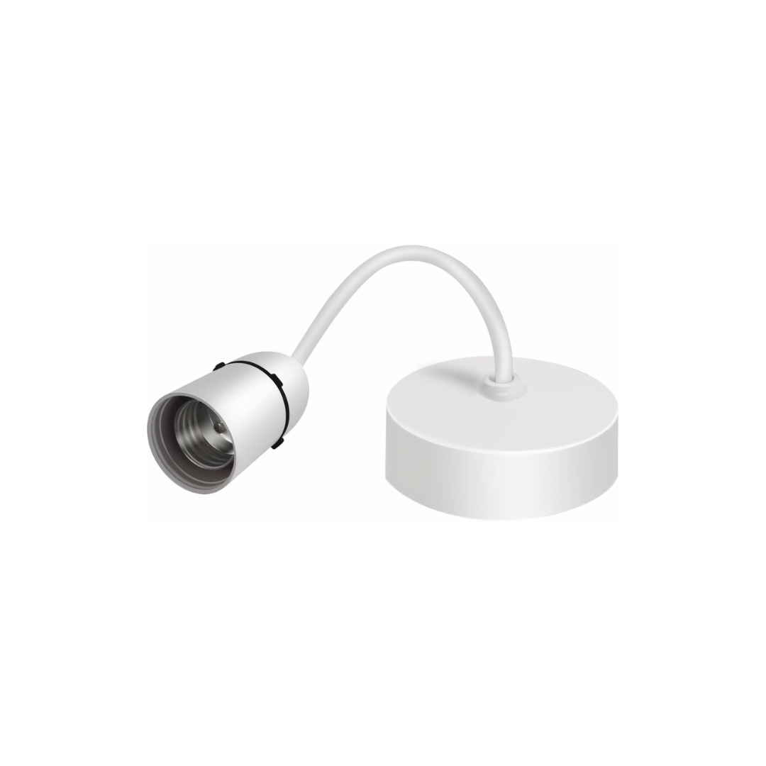 White LED light bulb with flexible neck on a white background