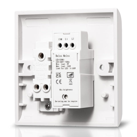 White electrical switch or relay module on a white background