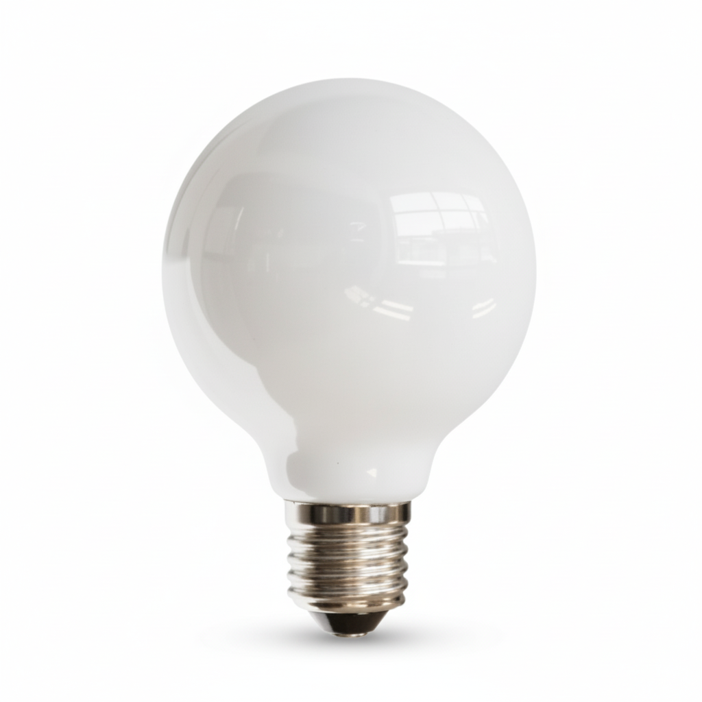White light bulb on a white background