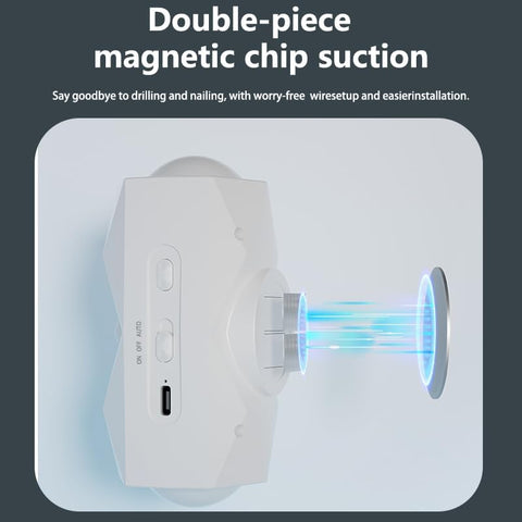 White magnetic chip suction device with blue energy effect on a gray background