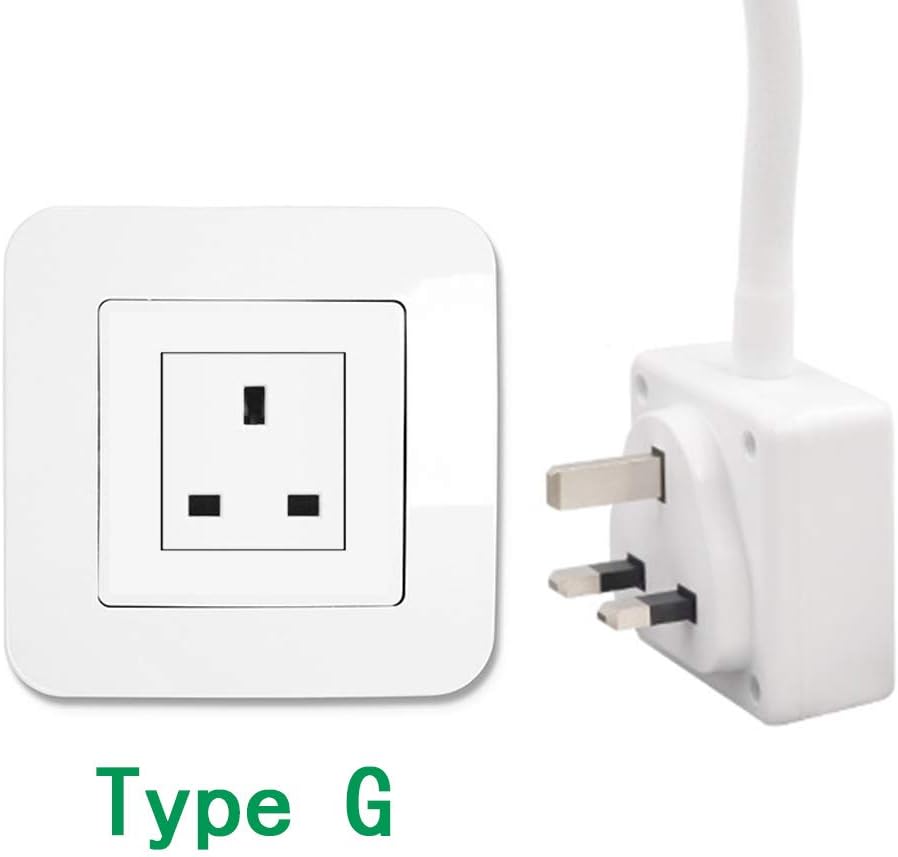 White plug and socket with 'Type G' label on a white background