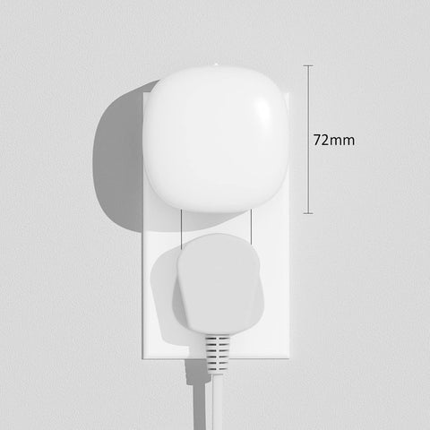 White wall-mounted light fixture with dimensions indicated on a gray background