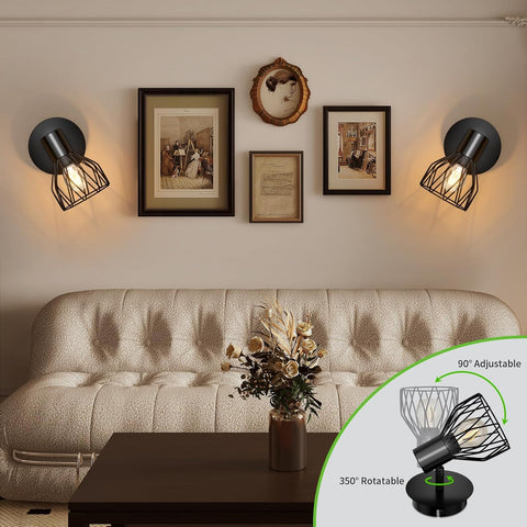 Wire cage wall light black

