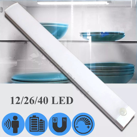 Wireless LED PIR Motion Sensor Light Strip USB Rechargeable Cabinet Lamp Torch
