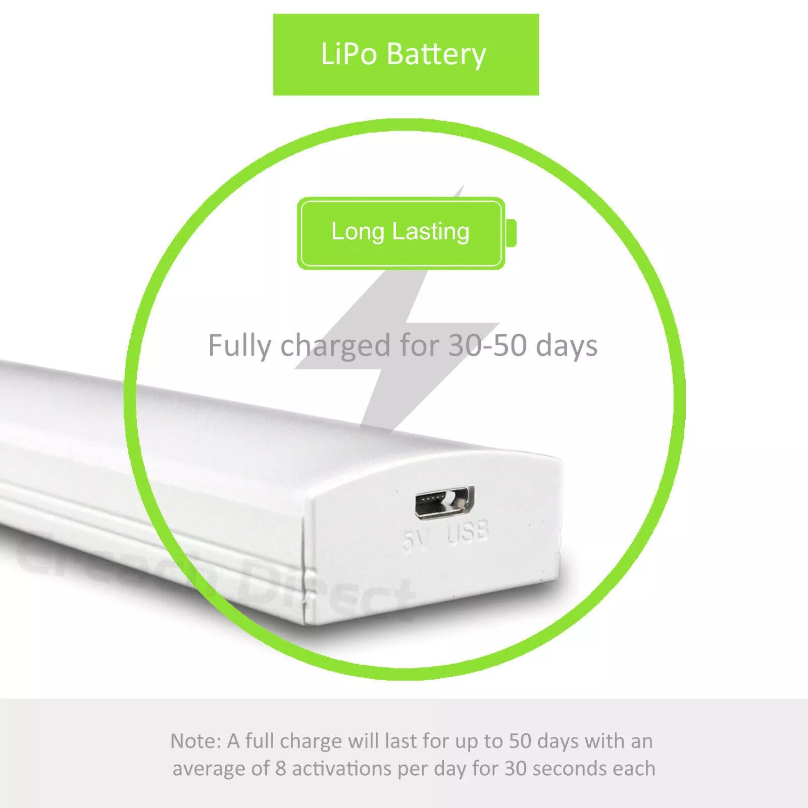 Wireless LED PIR Motion Sensor Light Strip USB Rechargeable Cabinet Lamp Torch