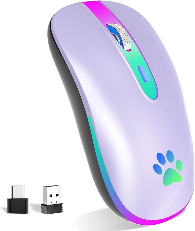 Wireless computer mouse with paw design on a white background