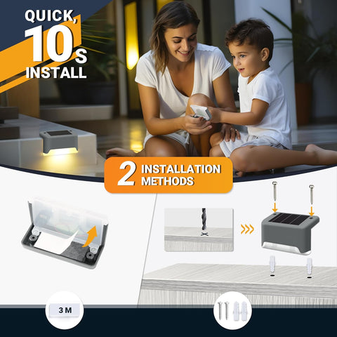 Woman and child with quick installation text and product images