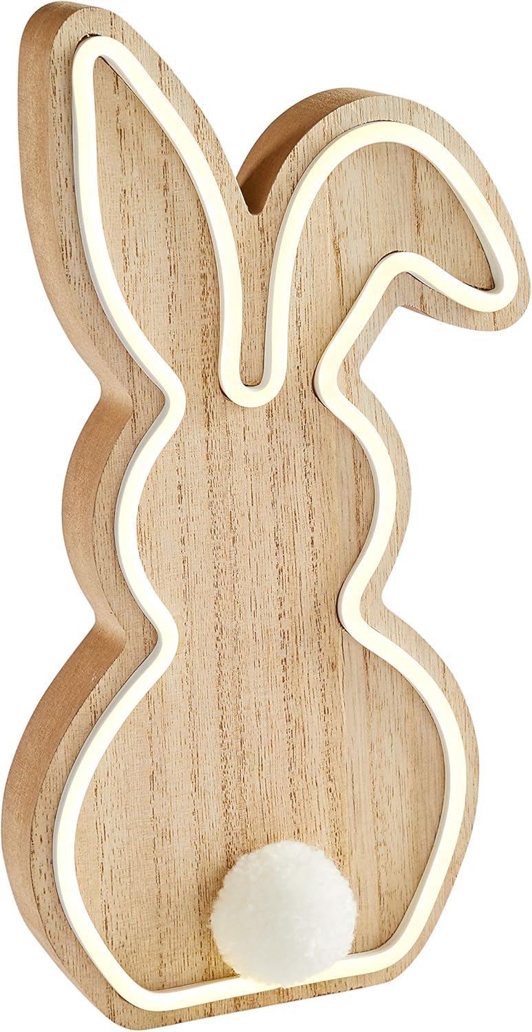Wooden Easter bunny LED table decoration for living room