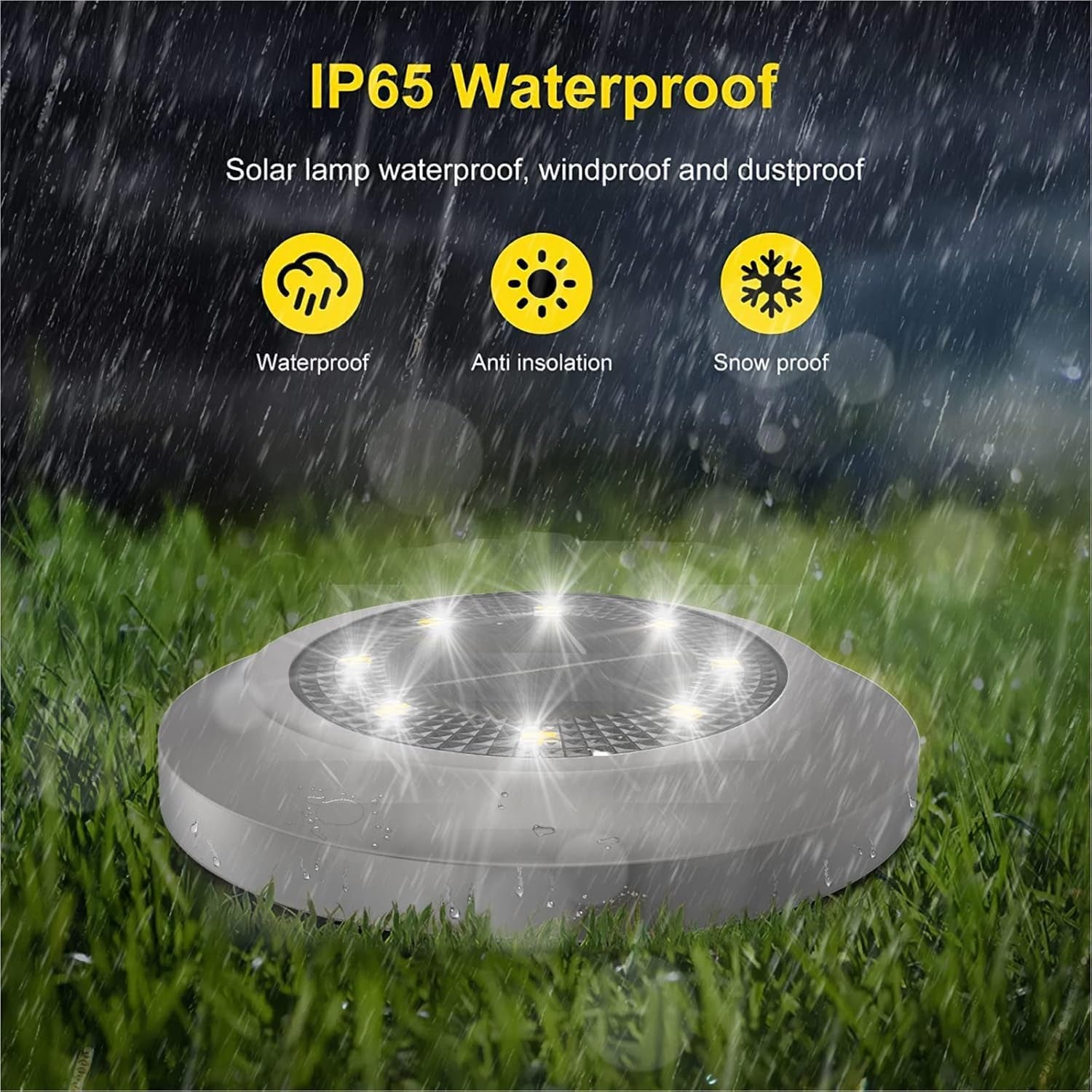 Solar Lights Outdoor Garden,600Mah Solar Ground Lights, 8 LED Solar Disk Lights for Garden Lawn Pathway Yard Landscape Walkway（6 Pack Bright White） ﻿