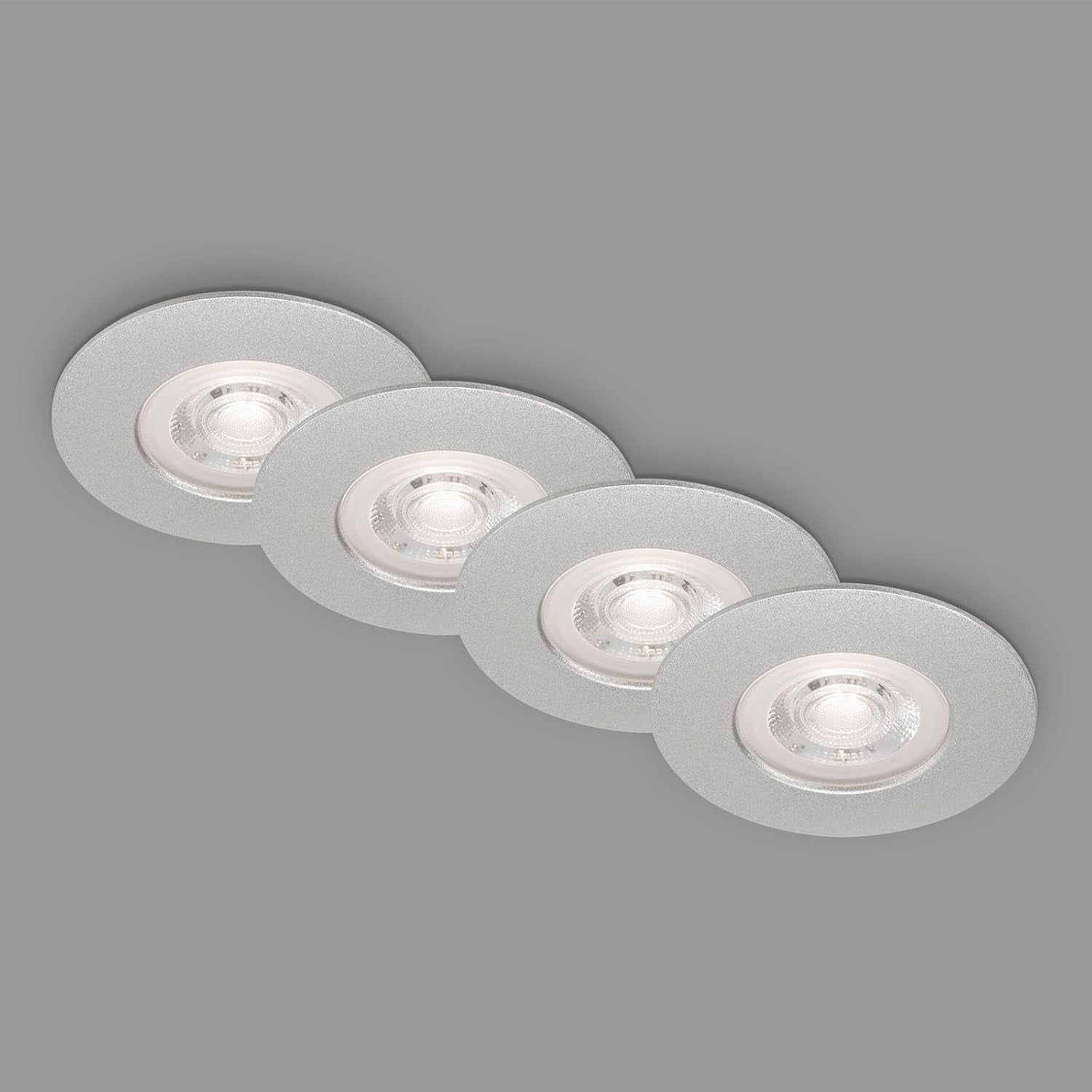 - Set of 4 Recessed Ceiling Lights, Dimmable, Ultra-Flat LED Recessed Lights, Bathroom Recessed Spotlight, Bathroom Recessed Spot IP44, Matt Chrome, 90X25Mm (Dxh)