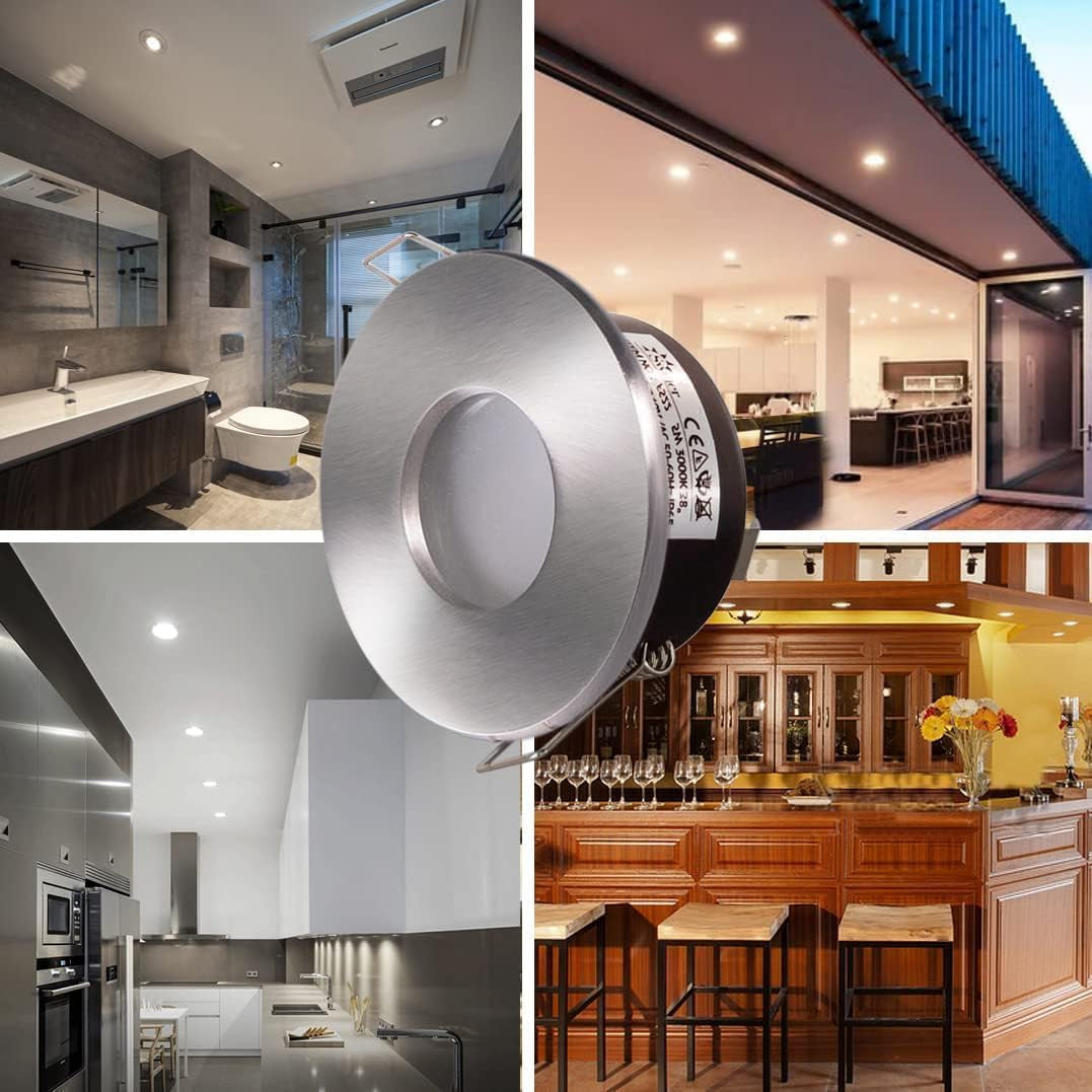 LED Downlights 5W, GU10 IP65 Bathroom Spotlights 3000K Warm White, 430LM Waterproof Recessed Ceiling Lights for Shower, Kitchen, Cut Out 68-75Mm 4 Pack