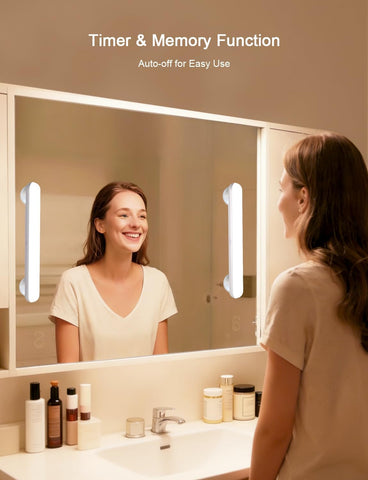 Stick on Makeup Mirror Light, 5000Mah Rechargeable Vanity Light | Wireless, Suction Cup, Stick on Lights with Remote, LED Magnetic Dressing Table Lights with 3 Color & Dimmable for Bathroom