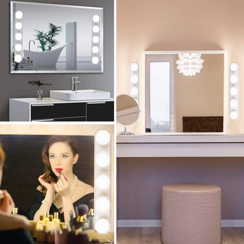 LED Vanity Mirror Lights USB Dimmable 3 Color 10 Levels Brightness with 5 Bulbs 7.55Ft Long USB Cable for DIY Make up Bath Mirror Lamps Bathroom Lights