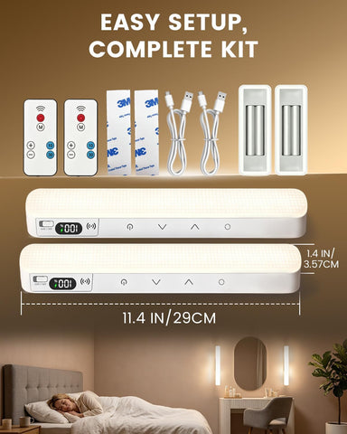 Rechargeable Makeup Light Magnetic Mirror Lights Stick on 2 Pack | Vanity Lights with Remote & Touch, Dimmable & 5 Color Temperatures, Portable Make up Light for Bathroom Closet Dressing Table