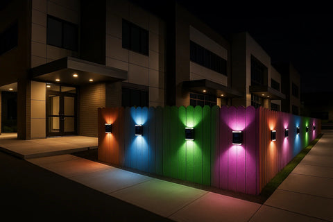 4X Colourful Solar Fence Lights – LED Outdoor Garden Lamps