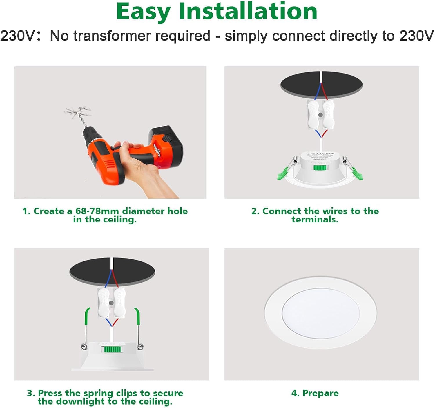 6 Pack LED Downlights for Ceiling 7W 3CCT IP44 Ultra Slim Cut Φ75-85MM | round LED Spot Bathroom Light 600LM, 3000K/4000K/6500K Adjustable, IP44 Recessed Ceiling for Bathroom, Kitchen, Living Room