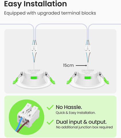 3CCT LED Downlights Ceiling Dimmable 7W IP65 Cutout 67-75MM 6 Pack | Slim Recessed Ceiling Lights, 3000K 4000K 6500K Selectable Bathroom Kitchen Spotlights, round White