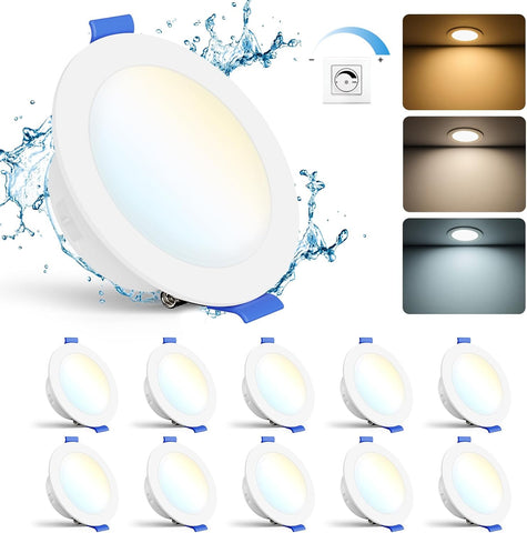 IP65 LED Downlights Ceiling, Black Spotlights 5W 4000K, 10 Pack | Bathroom Downlights, Neutral White 400LM, 68-80Mm Cut Out, 35Mm Ultra-Slim, LED Spot Lights for Kitchen Bedroom Living Room
