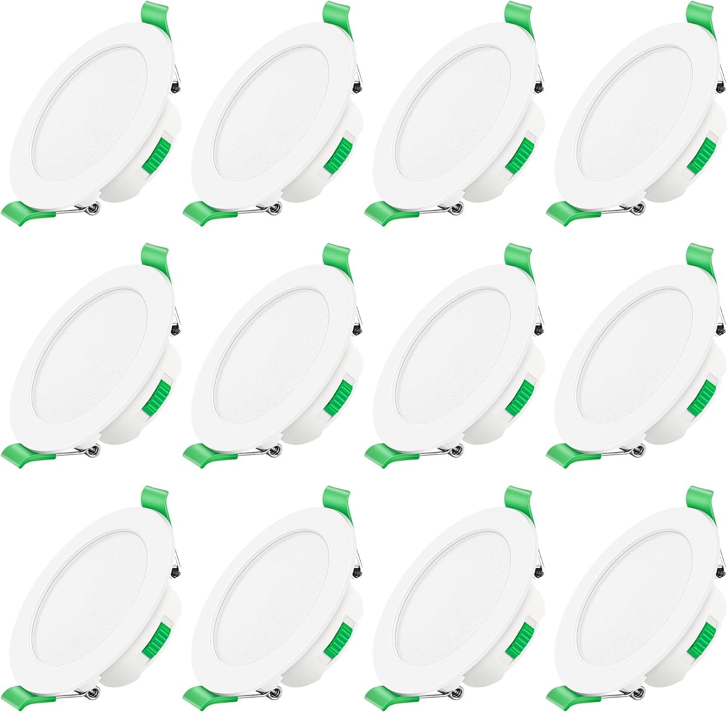 3CCT LED Downlights Ceiling Dimmable 7W IP65 Cutout 67-75MM 6 Pack | Slim Recessed Ceiling Lights, 3000K 4000K 6500K Selectable Bathroom Kitchen Spotlights, round White