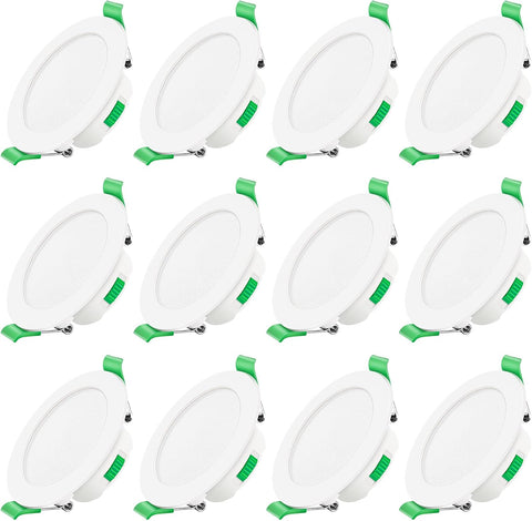 3CCT LED Downlights Ceiling Dimmable 7W IP65 Cutout 67-75MM 6 Pack | Slim Recessed Ceiling Lights, 3000K 4000K 6500K Selectable Bathroom Kitchen Spotlights, round White