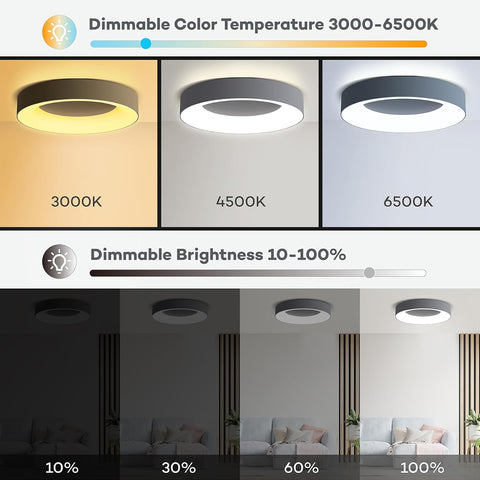 Dimmable color temperature and adjustable white rgb ceiling fixturecontrol options for a ceiling light fixture.