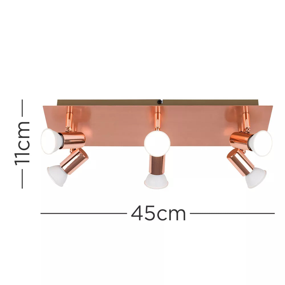 6 Way Ceiling Spot Light Fitting LED GU10 Adjustable Kitchen Spotlight Bar Lamp