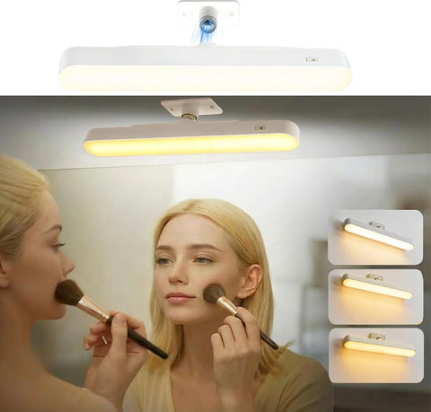 Makeup Mirror Lights,4000Mah Battery Touch Make up Vanity Light Adjustable 3 Colors Brightness,Screw-Free Stick on Lighted for Makeup Vanity Bathroom Mirror (White)
