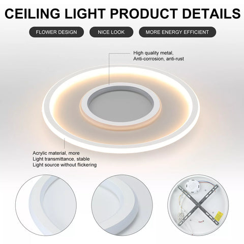 Buy round LED Ceiling Light – Modern Chandelier with White Frame