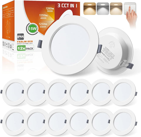 LED Downlights for Ceiling 9W Ultra Slim LED Recessed Ceiling Spot Lights 6500K Cool White IP44 Waterproof Spotlights Ceiling Lights for Bathroom Kitchen Living Room, 6 Pack