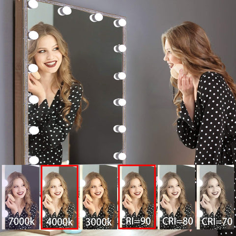 Vanity Mirror Lights Hollywood Dimmable Makeup Mirror Lights 14 LED Bulbs with Plug 4000K Nature White DIY Dressing Table Lights Stick on for Ladies Makeup