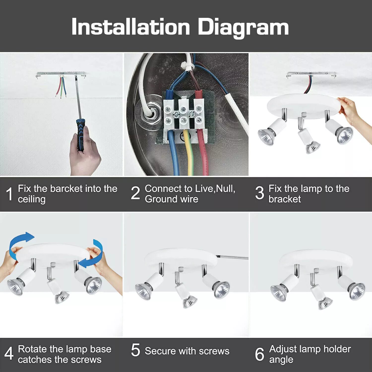 3-Way Modern GU10 Ceiling Spotlight