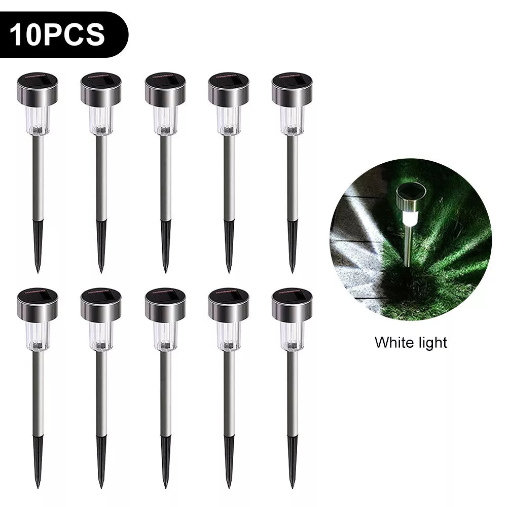 10Pcs Solar Power LED Stake Lights – Waterproof Outdoor Garden Lights